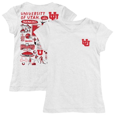  Utah Utes Vive La Fete Youth Impressions Artwork Fitted T-Shirt - White